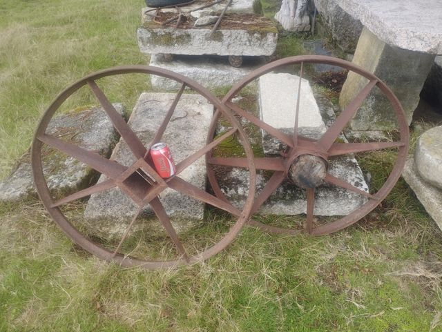 Par Ruedas Hierro Carro Antiguo Radios Planos 81cm