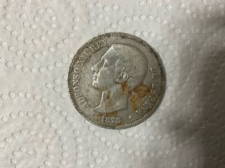 Moneda 5 Pesetas Alfonso XII Rey 1875