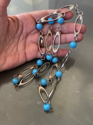 Collana vintage anni '70 vetro turchese
