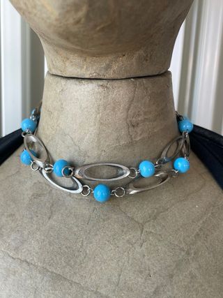 Collana vintage anni '70 vetro turchese