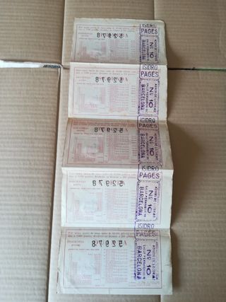 Lote 5 décimos Lotería Nacional antiguos 1951