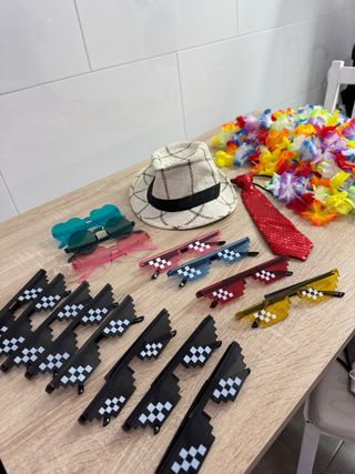 Kit Fiesta Fotomatón: gafas, collares Hawaianos