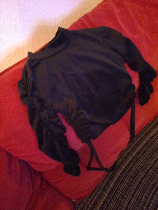 Camiseta short manga larga negra talla 7-8