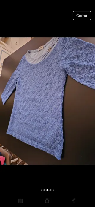 Camiseta encaje manga 3/4 mujer