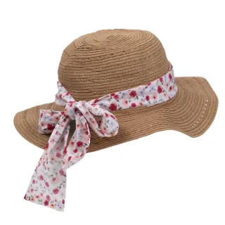 Sombrero capeline pañuelo flores mujer