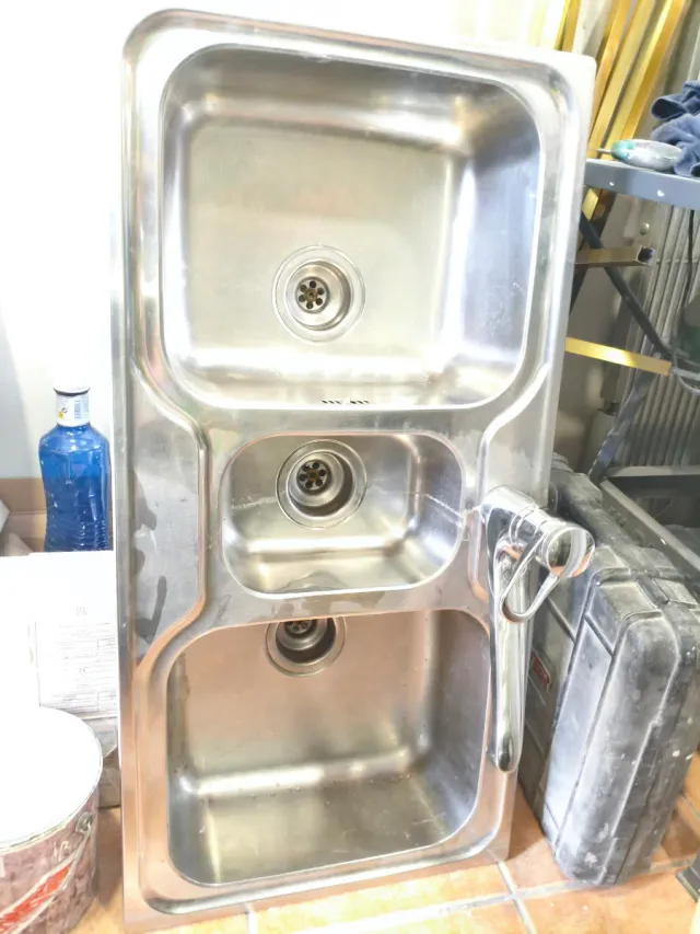 Fregadero 3 senos acero inoxidable