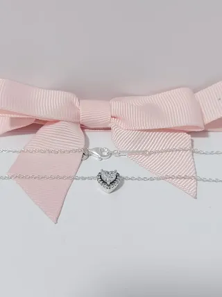 Collar Pandora Corazón Brillante Plata