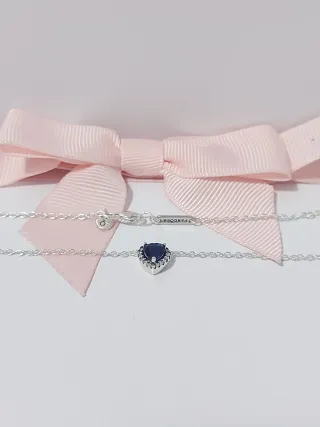 Collar Pandora Corazón Azul Plata