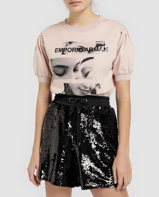 Shorts Emporio Armani lentejuelas negro