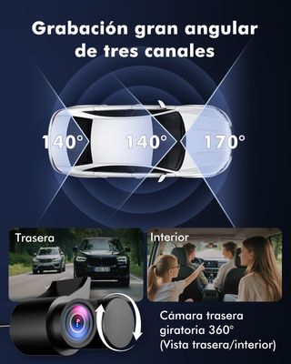 Frvesroe Dashcam 3 Canales 4K Wi-Fi GPS