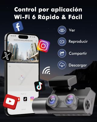 Frvesroe Dashcam 3 Canales 4K Wi-Fi GPS