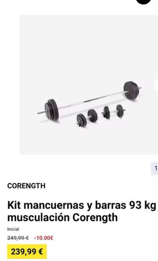 Banco de pesas y mancuernas. Gimnasio en Casa