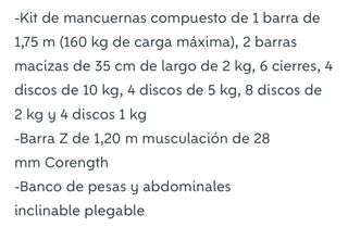Banco de pesas y mancuernas. Gimnasio en Casa