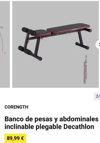 Banco de pesas y mancuernas. Gimnasio en Casa