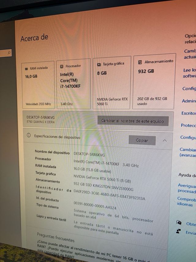 PC Gaming intel i7-14700kf RTX 5060 Ti MSI