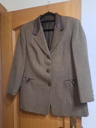 Chaqueta Americana Tweed Cuello Piel