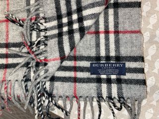 Bufanda Burberry Lana Tartán Gris Roja