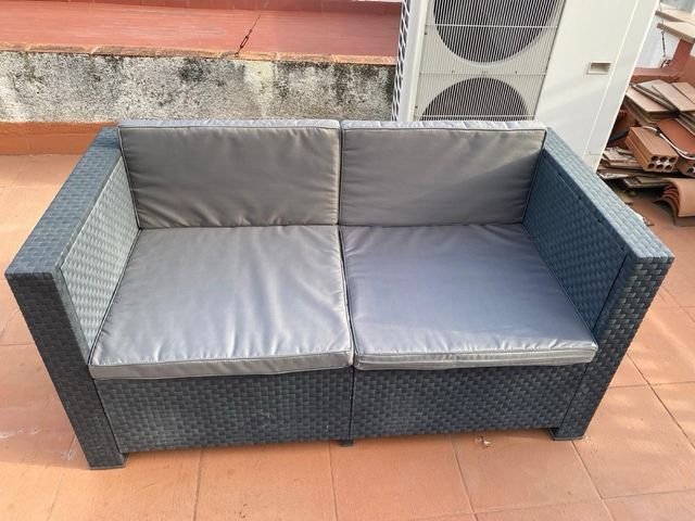 Conjunto Sofás PVC Exterior Gris y Negro