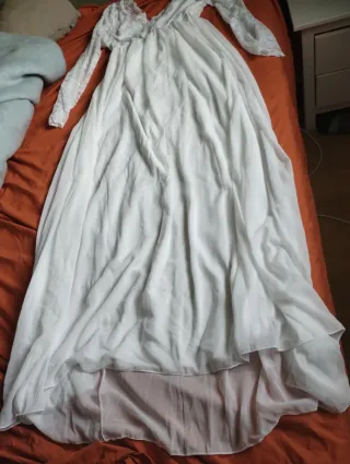 Vestido Novia Premamá Encaje Manga Larga