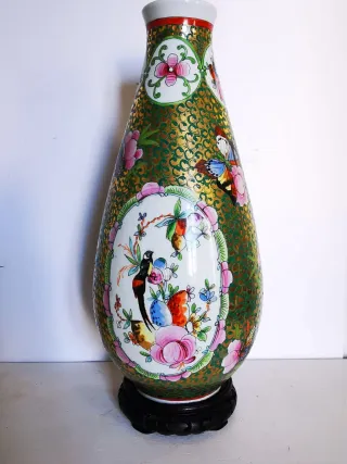 Jarrón porcelana chino decorado