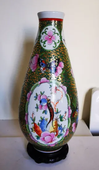 Jarrón porcelana chino decorado