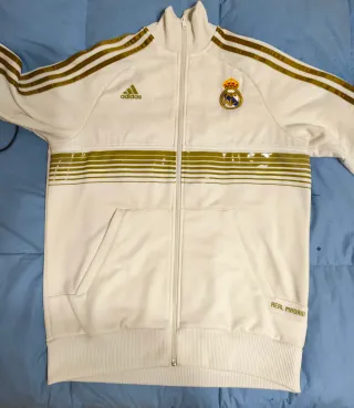 Chaqueta Adidas Real Madrid Blanca y Dorada