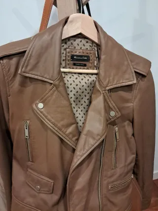 Cazadora Piel Massimo Dutti Camel