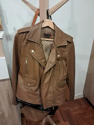 Cazadora Piel Massimo Dutti Camel