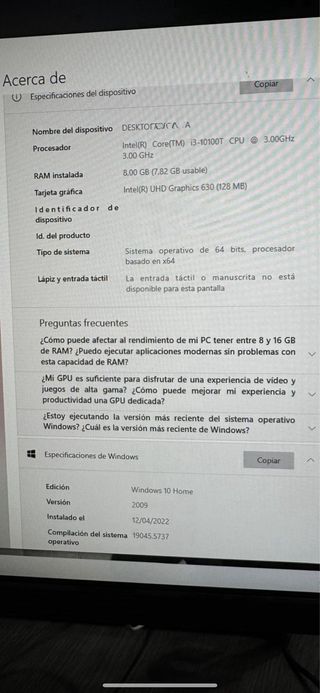 ordenador Lenovo AIO 3 24IMB05 Intel Core i3 