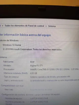 Portátil Acer Aspire F 15 negro