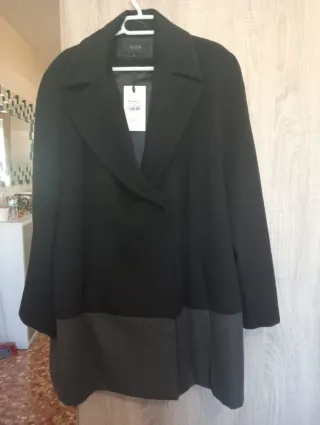 Abrigo paño oversize ANTEA negro y gris