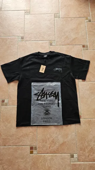 T-shirt Stussy XL Nera Nuova con Cartellino