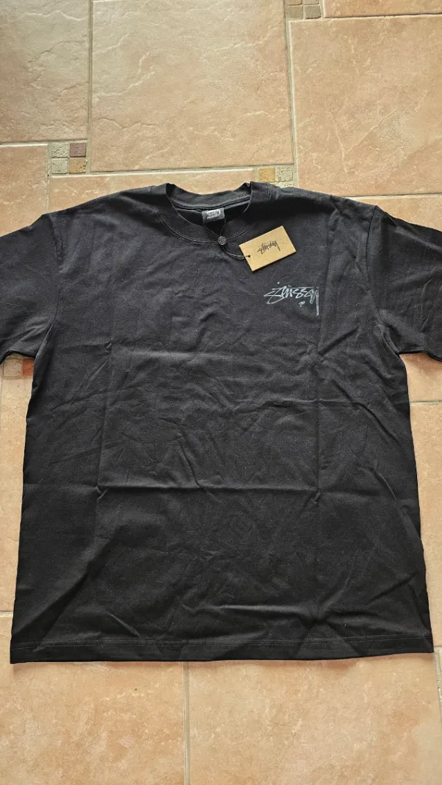 T-shirt Stussy XL Nera Nuova con Cartellino