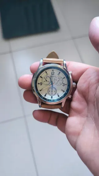Reloj Correa Piel Marrón y Plata