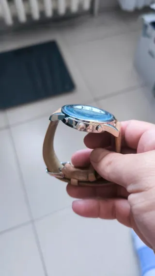 Reloj Correa Piel Marrón y Plata