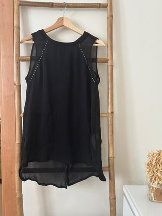 Camisa Gasa Negra Tachuelas
