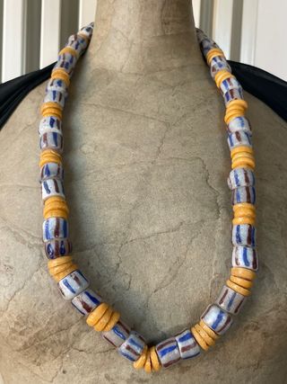 Collana Vetro Africano Multicolore Arancione