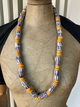 Collana Vetro Africano Multicolore Arancione