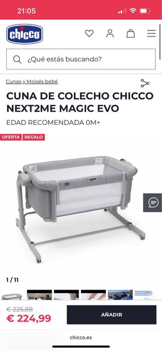 Cuna colecho Chicco Next2Me Magic Evo Gris