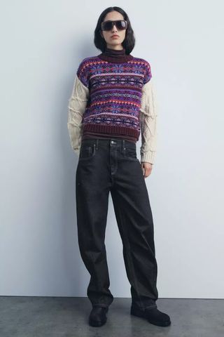 Jersey Zara Combinado Jacquard 