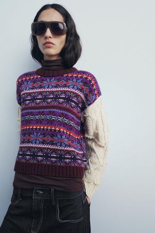 Jersey Zara Combinado Jacquard 