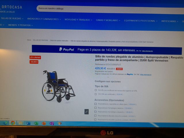 Silla de ruedas plegable Vermeiren 200 Split.