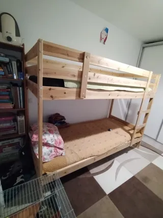 Litera de madera natural