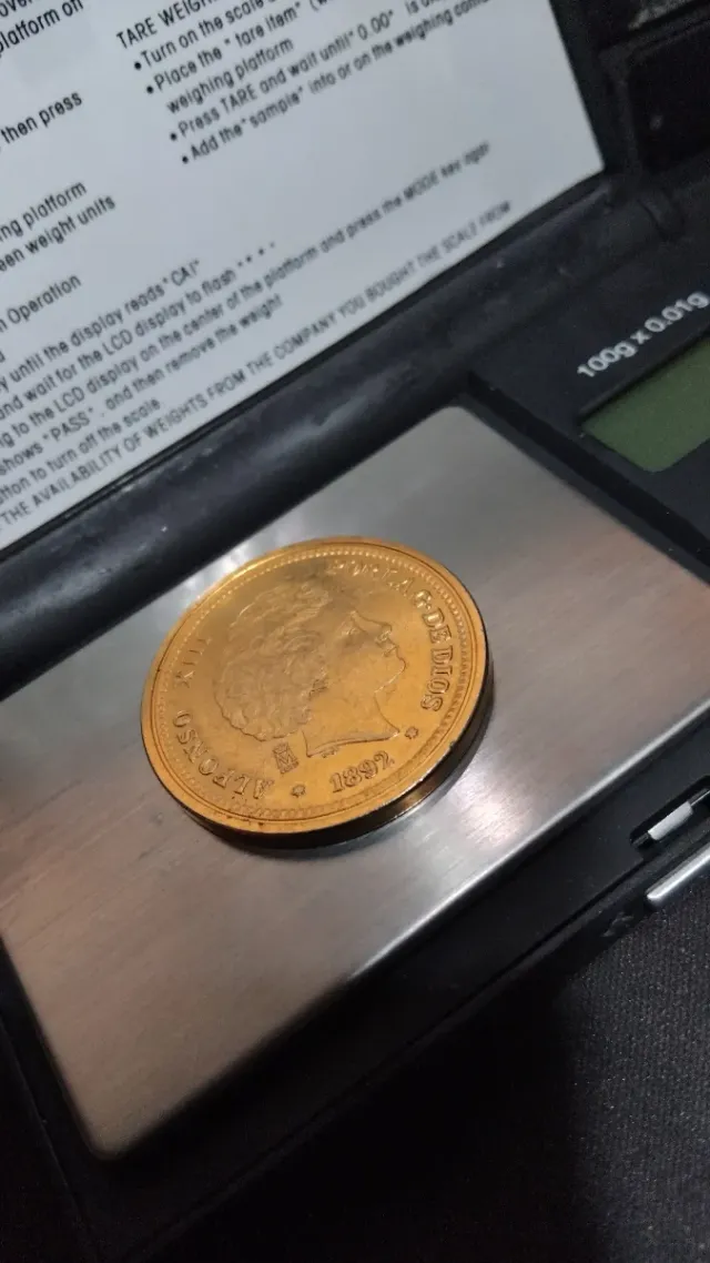 REPLICA DELLA MONETA ALFONSO XIII DA 20 PESETAS DEL 1892