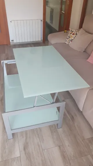 Mesa de centro cristal y metal