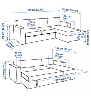 Sofá Cama IKEA Bårslöv 3 Plazas Chaise Longue