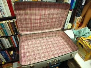 Valigie in cartone anni '60 beige e verdi