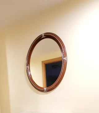 Espejo Ovalado Antiguo Madera