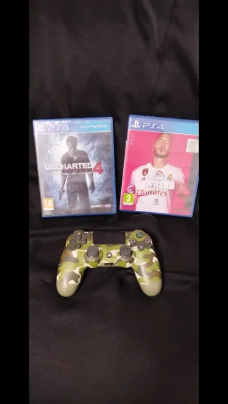Mando PS4 + Juegos Uncharted 4 y FIFA 20
