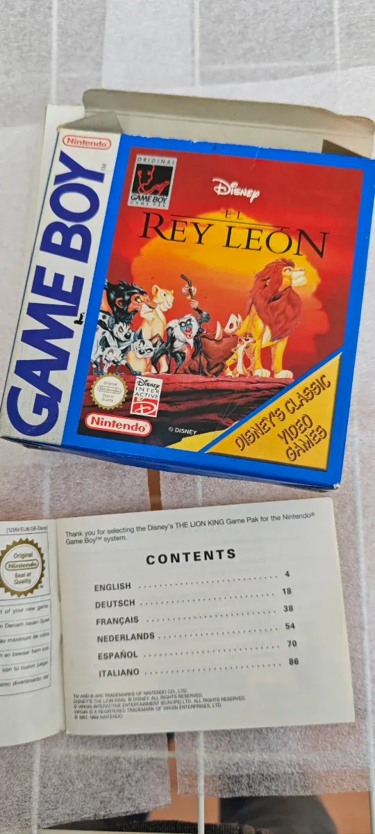 Escucho ofertas, El Rey León Game Boy Disney Ninte